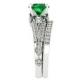 thumbnail image 3 of Clara Pucci 18K White Gold 2.095 Simulated Emerald Engraveable Engagement Ring + Wedding Band Set, 3 of 7