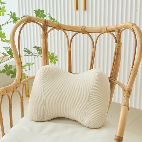 Beige Corduroy Lumbar Support Cushion For Office Chair Back Pillow Ergonomic Seat Pad For Prolonged Sitting Desk Chair