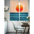 thumbnail image 4 of Orange Blue Stripe Sheer Curtains for Living Room Bedroom Watercolor Clean-lined Abstract Sheer Curtains 63 Inch Long 2 Panels Set Light Filtering Curtain Window Treatments Drapes for Dining Room, 4 of 6
