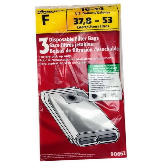 Shop-Vac 9066200 10-14 Gallon Disposable Collection Filter Bag (3 Pack)