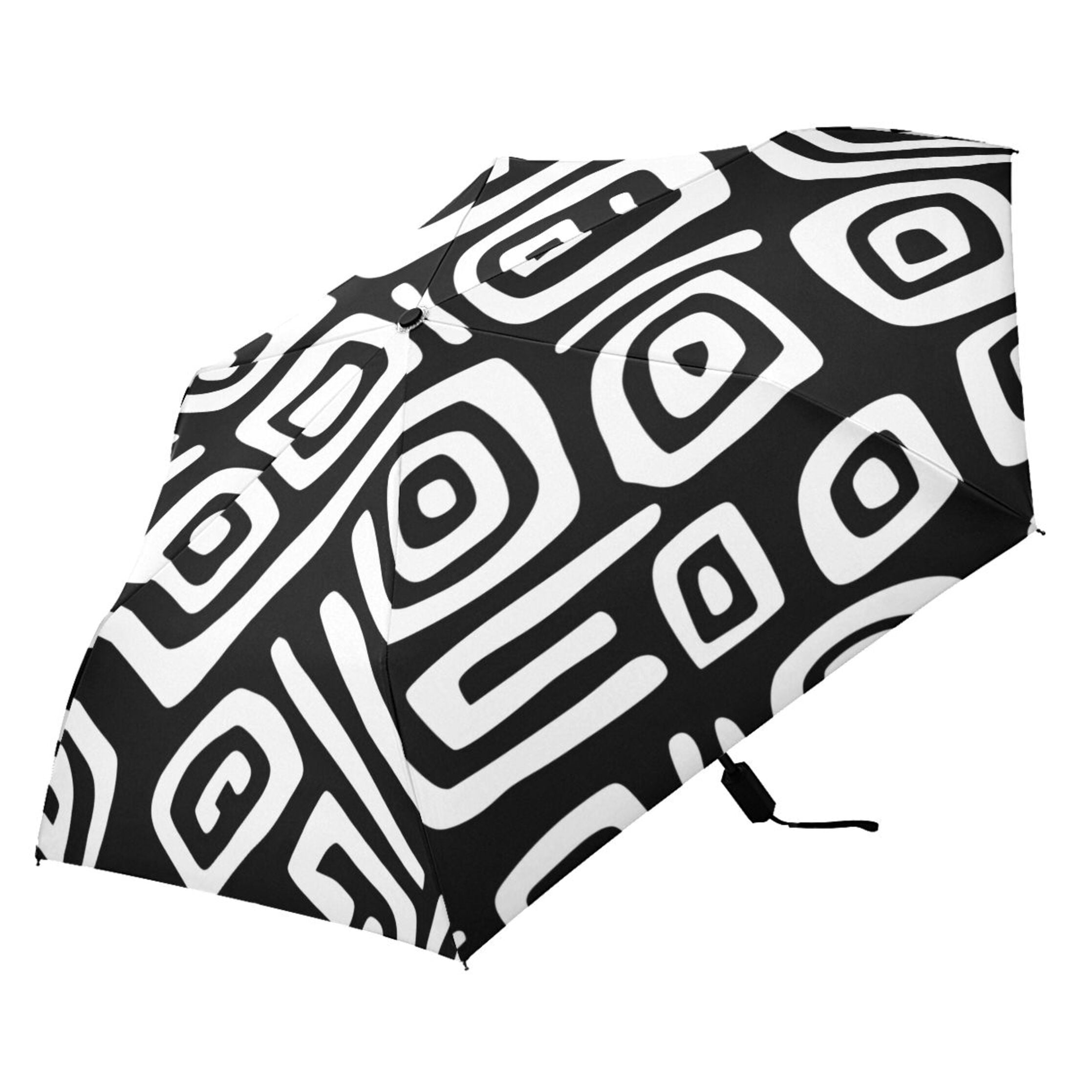 ALAZA Funny Stripes Pattern UPF 50+ Compact Folding Umbrella for Rain Travel Umbrella Packable