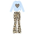 thumbnail image 6 of FSYBOA Girls Graphic Outfit Set, 2 Piece Elastic Waist Girls Crew Neck Tops and Flare Pants Blue Size 11-12T, 6 of 7