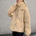 thumbnail image 4 of Black and Friday Clothing Sales Idoravan Women's Quilted Puffer Coat,Women's Fall and Winter Long Sleeved Warm Cotton Jacket Bread Khaki M, 4 of 5