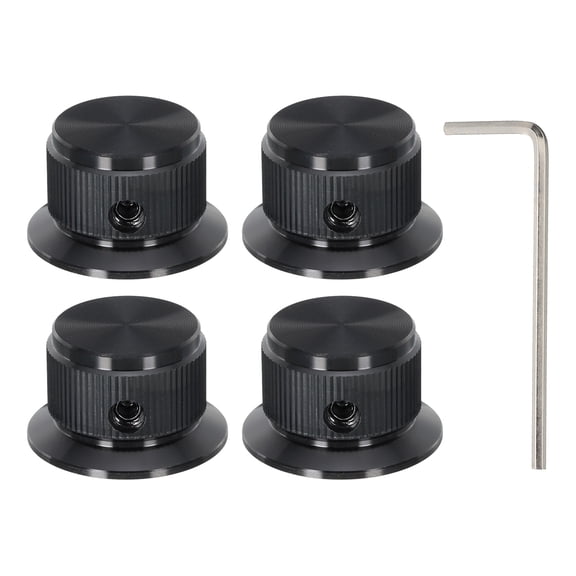 Uxcell Aluminium Potentiometer Knobs 6mm Control Knobs for Guitar,Power Amplifiers 24mm/0.94" Diam Black 4pcs
