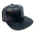 thumbnail image 2 of Solid Black Faux Leather Flat Bill Snapback, 2 of 3