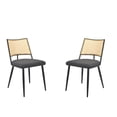 thumbnail image 5 of MAYEERTY Dark Gray Dining Chairs Set of 2, Rattan Backrest, Metal Frame, Boucle Upholstery for Living Room, 5 of 7