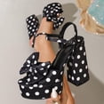 thumbnail image 4 of Platform Chunky Heels for Women Block Heel Sandals Bowknot Fashion Pattern Open Round Toe Ankle Strap Pumps Black Size 5.5, 4 of 9