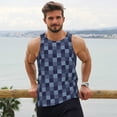 thumbnail image 6 of Zufioo Blue Gingham Buffalo Check Print Men's Vest, Sleeveless Quick-drying Muscle T-shirt, Suitable for Sports Fitness, Home Leisure Wear-3X-Large, 6 of 7