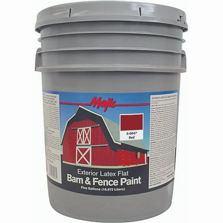 Majic Paints 8-0047-5 Latex Flat Barn & Fence Paint, 5-Gallons, Classic Red