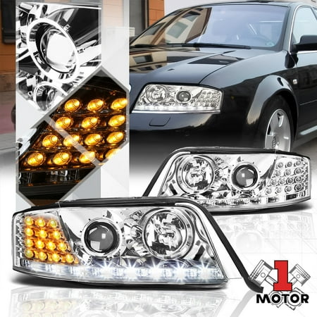 Chrome Projector Headlight White Drl Amber Led Turn Signal For 98 01