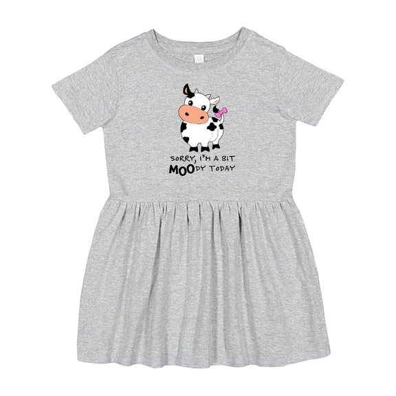 Inktastic Sorry, I'm a Bit Moody Today Cute Cow Pun Girls Toddler Dress