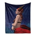 thumbnail image 1 of Astrology Soft Flannel Fleece Throw Blanket, Taurus Girl with Horns Maleficent Zodiac Stars Venus Beauty Graphic Design, Cozy Plush for Indoor and Outdoor Use, 50" x 60", Navy Red Brown, by Ambesonne, 1 of 5