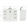 thumbnail image 3 of Ariel Kelly 48 Inch Single Oval Sink Bathroom Vanity With Carrara White Quartz Countertop 1.5 Inch Edge In White, 3 of 12