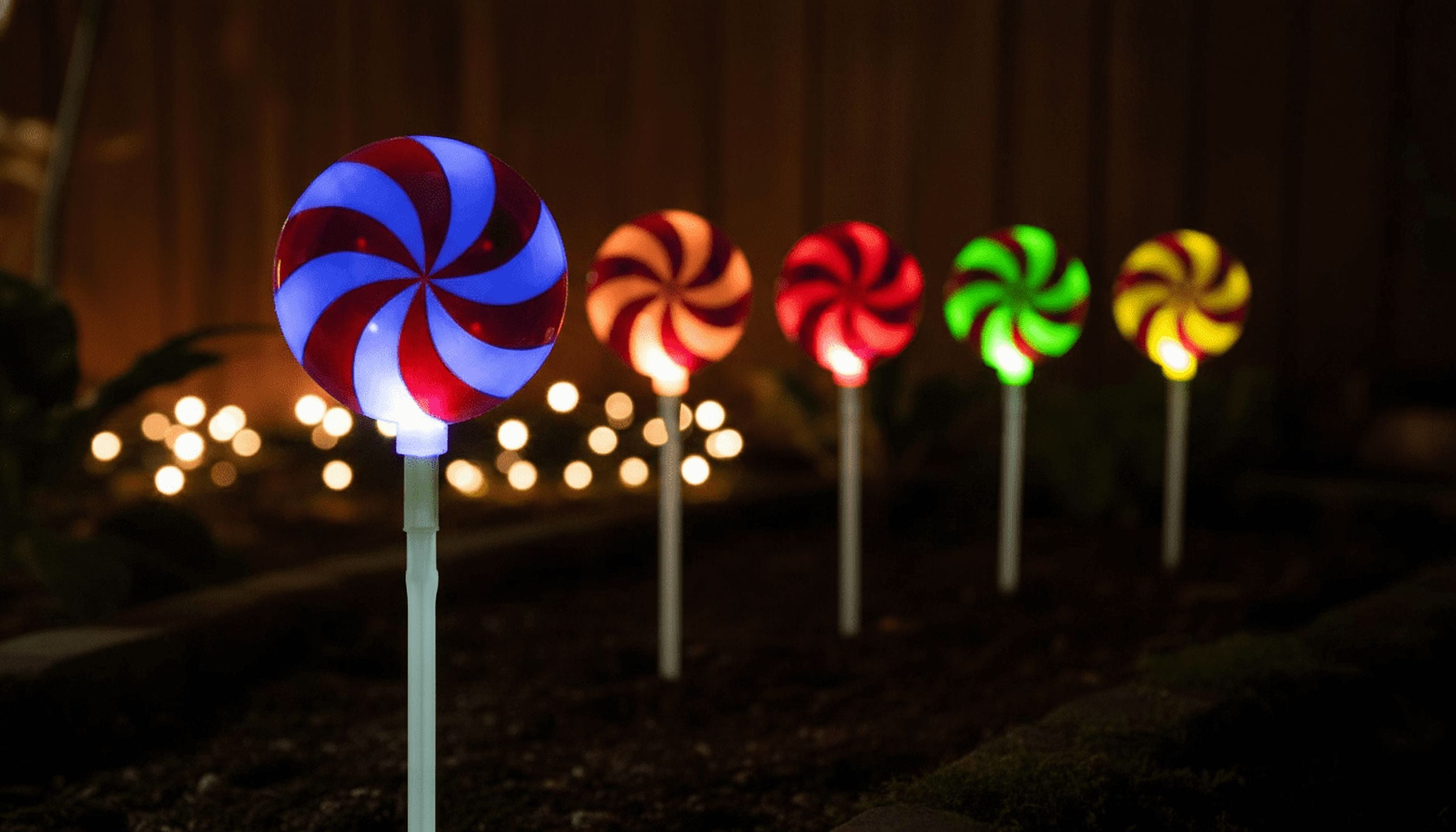 Brite Star Candy Lollipop Pathway Christmas Lights - Color Changing 7.25-inch Pathmarker Ideal for Outdoor Lighting