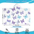thumbnail image 2 of White Blue Purple Butterfly Pattern Hooded Bath Towel，60"x35" for Ages 3 To 12 Kids, Quick Dry Lightweight Soft Microfiber Hood Beach Towel Cover Up for Kids, 2 of 7