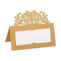 Uxcell Table Name Place Cards,50pack Favor Decor Hollow Lace Cut Design Seat Blank Card, Gold Tone