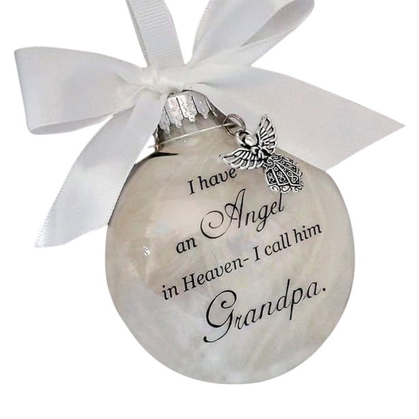 Inteprter Bola de plumas Ángel en adorno conmemorativo signo decoraciones conmemorativas para papá mamá decoración familiar bola Navidad decoración Decoración del hogar abuelo Inteprter HA003103-09