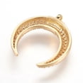 thumbnail image 2 of 10pcs Brass Micro Pave Cubic Zirconia Pendants Crescent Moon/Double Horn Real 18K golden Plated 18x17x3mm Hole: 1mm Brass+Cubic Zirconia, 2 of 2