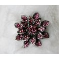 thumbnail image 5 of Rhinestone Pink/Purple Flower Brooch in pewter tone metal, 5 of 6