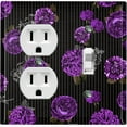 thumbnail image 1 of Metal Light Switch Plate Outlet Cover Dark Purple Roses Black Pinstripe Wallpaper ROS044, 1 of 13