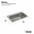 thumbnail image 2 of Kohler  33 x 22 x 9.312 in. Verse Top-Mount Single-Bowl Kitchen Sink with 4 Faucet Hole, 2 of 7