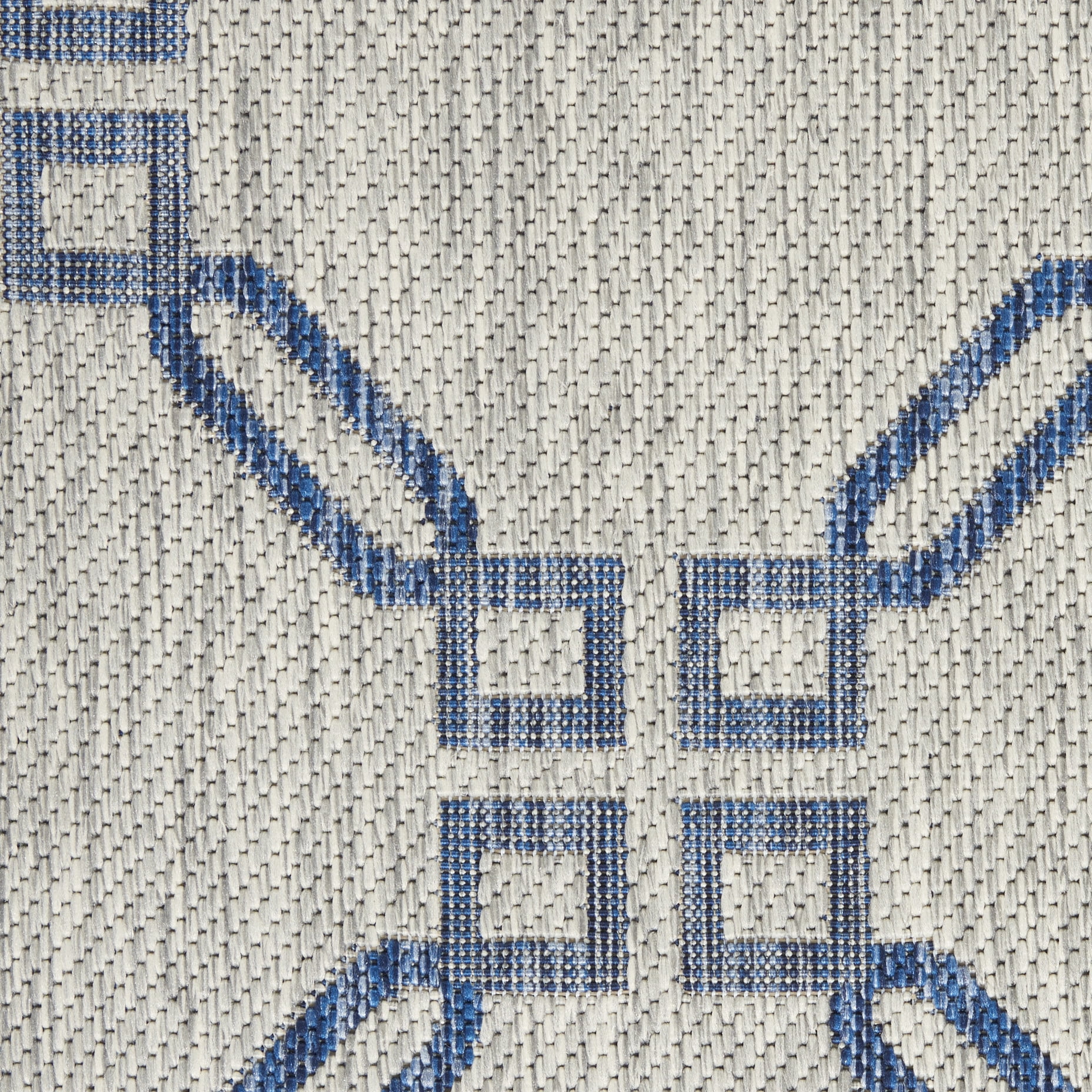Nourison Garden Party Indoor/Outdoor Traditional Trellis Ivory Blue 7'10" x round Area Rug, (8' Round)