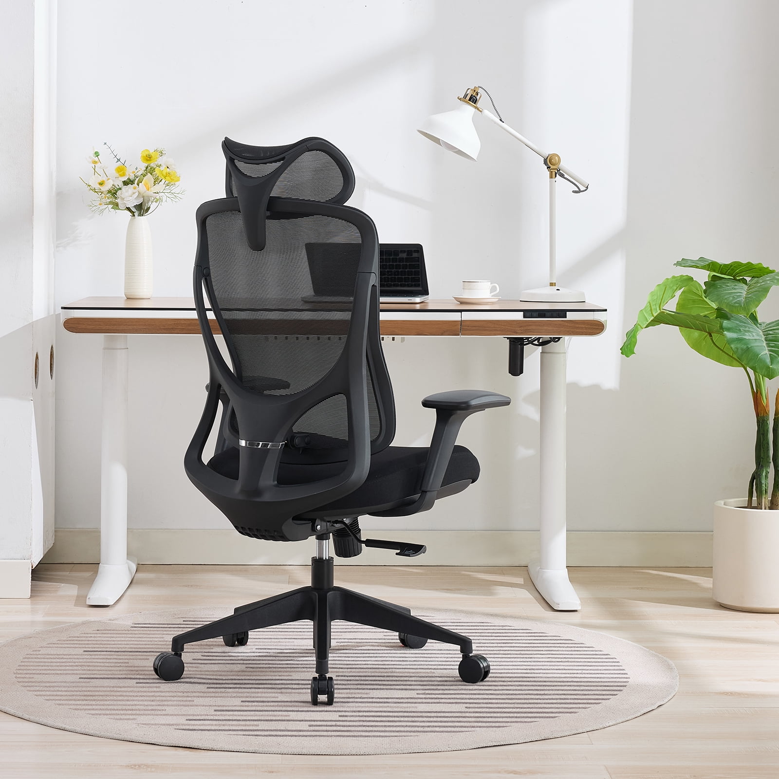 Nouhaus Apertura Ergonomic High Back Office Chair, Mesh Desk Chair with 3D Armrests and Dynamic Lumbar Support, Black