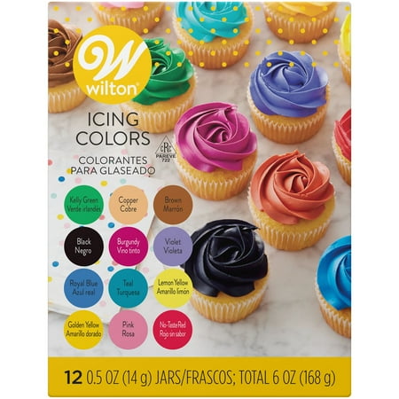 Wilton Edible Gel Food Coloring Set for Cake Decorating & Baking Variety Pack of 12 Each Jar 0.5 Oz.