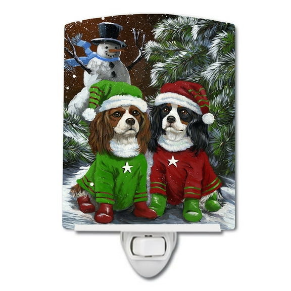 Cavalier Spaniel Snowman Christmas Ceramic Night Light