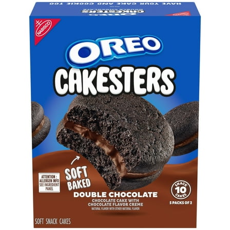 OREO Cakesters Double Chocolate Soft Snack Cakes, 5 - 2.02 oz Snack Packs