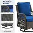thumbnail image 6 of Garvee 3 Pieces Outdoor Swivel Rocker Chair Set, Outdoor Swivel Glider Rocker, Outdoor Rocking Chair Set with Glass Top Table with Thick Cushions for Backyard, Balcony, Deck, Navy Blue, 6 of 9