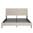thumbnail image 6 of Yoneston King Size Platform Bed Frame with Velvet Upholstered Headboard Storage Shelf and USB Port Charging Station for Bedroom, Beige, 6 of 7
