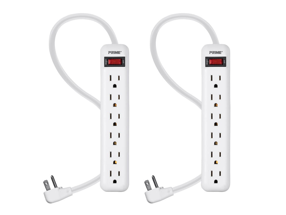 2 Feet 201 Joules UL Rated Monoprice 6 Outlet Surge Protector Power Strip 1800-watt Capacity 2 Pack Heavy Duty Cord Black