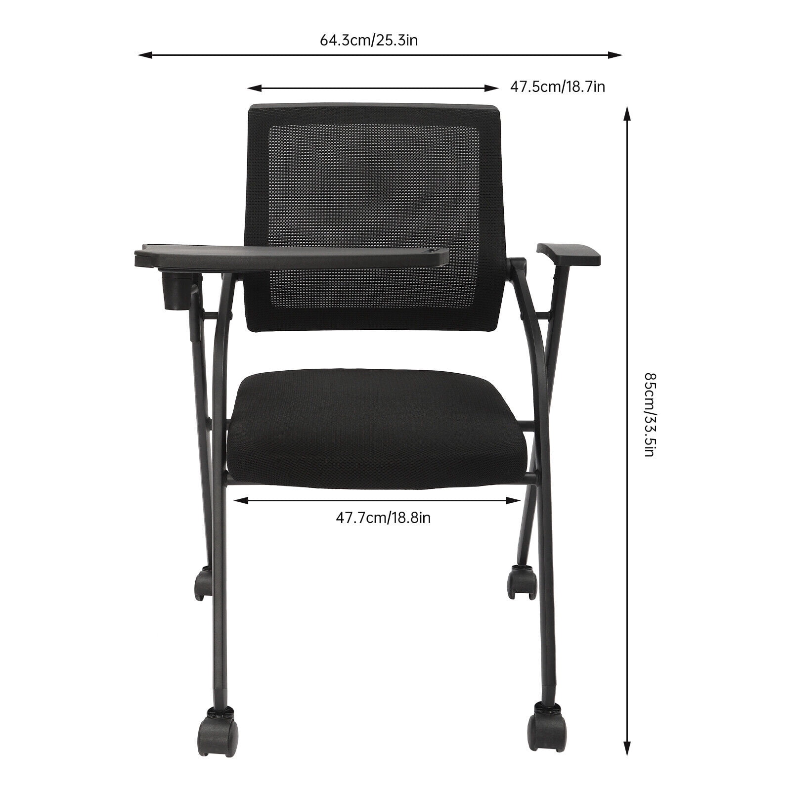 Miumaeov 4Pcs Folding Conference Room Chairs Ergonomic Office Chair Seat W/ Practical Tablet & Arms