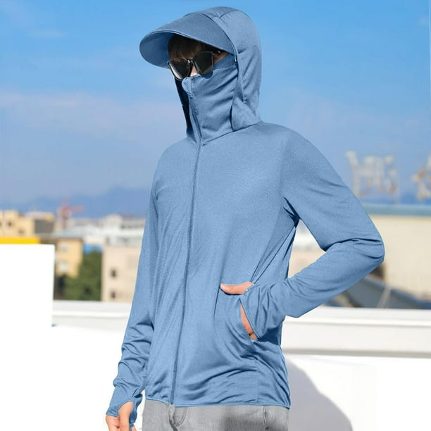Yaoyar Mens Sun Protection Hoodie Summer Long Sleeve Jacket Lightweight Breathable UV Shirts Fishing Hiking Golf