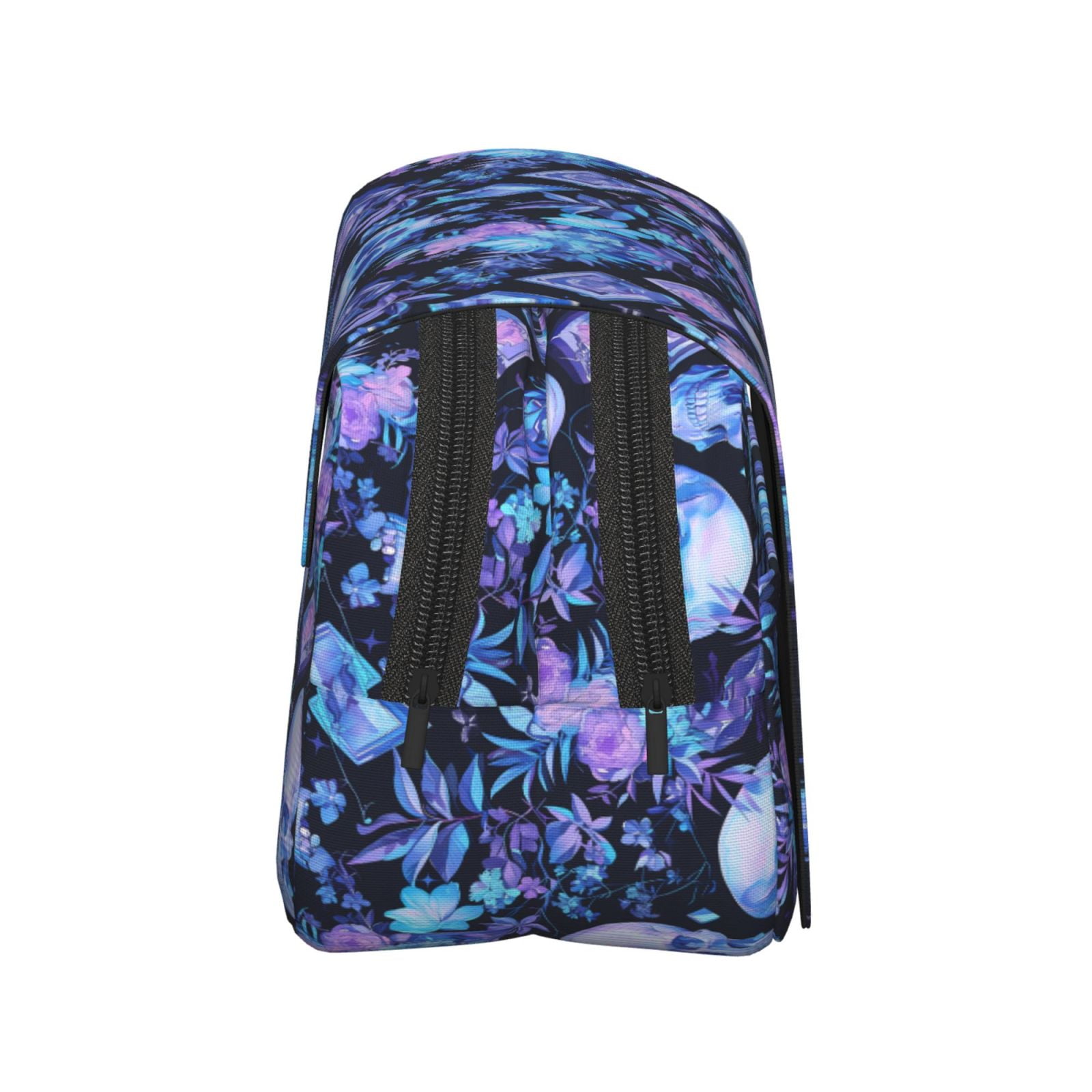 Rateoe Skull blue crystal flower Pattern Double Clamshell Pen Case, Storage Organizer with Two Zipper Compartments– Holds Up to 50 Pencils & Pens