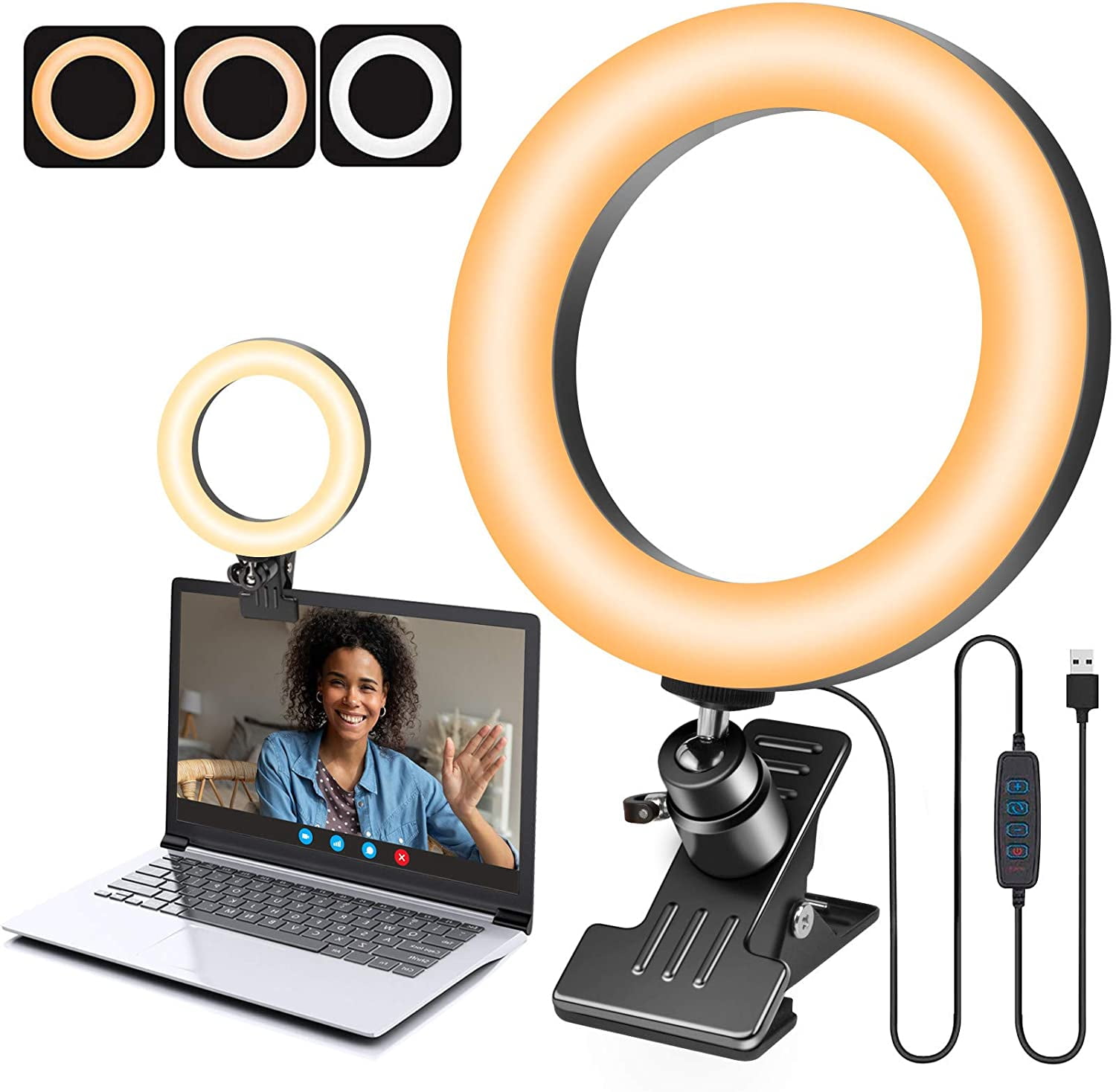 Video Conference Lighting 6'' Desk Clip on Ring Light for Computer