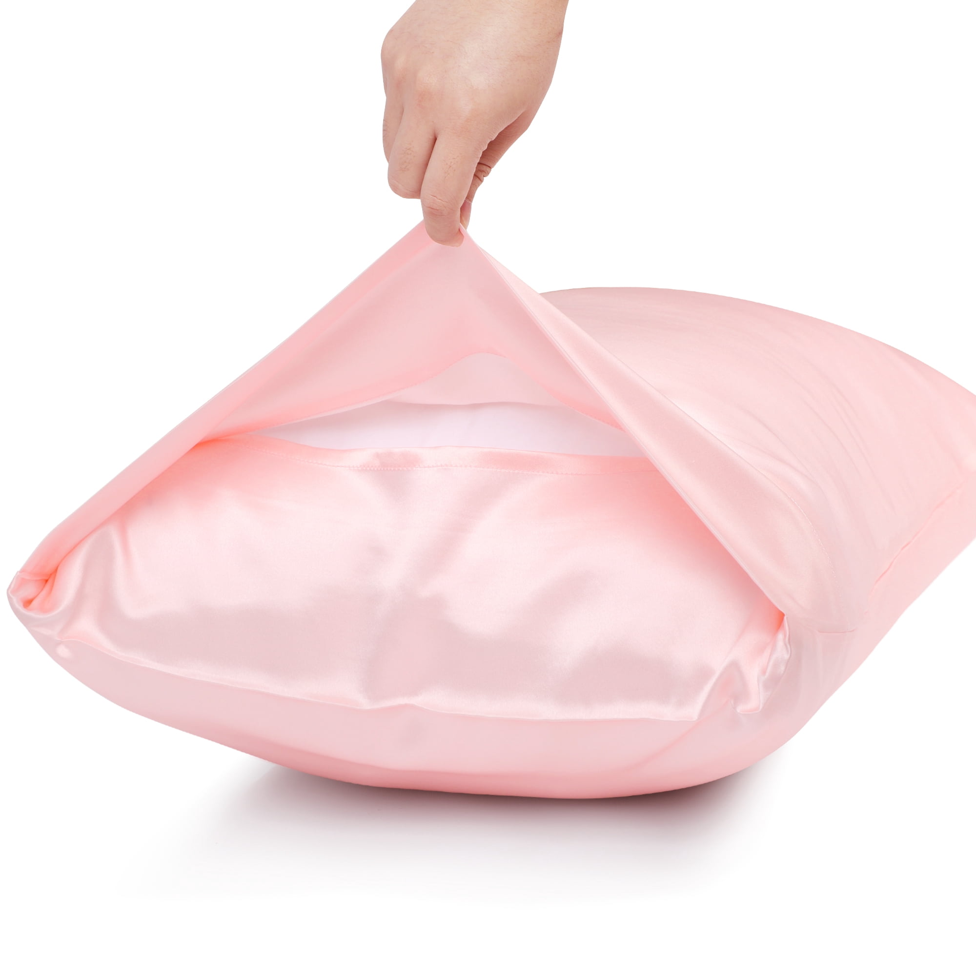 Unique Bargains 19 Momme Silk Pillowcase Eye Cover Set, Queen, Pink
