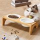 thumbnail image 2 of Elevated Pet Bowl, Slanted Design Ceramic Cat Bowl With Wooden Stand, NonSlip WhiskerFriendly for Puppies and Cats of All Sizes, 2 of 5