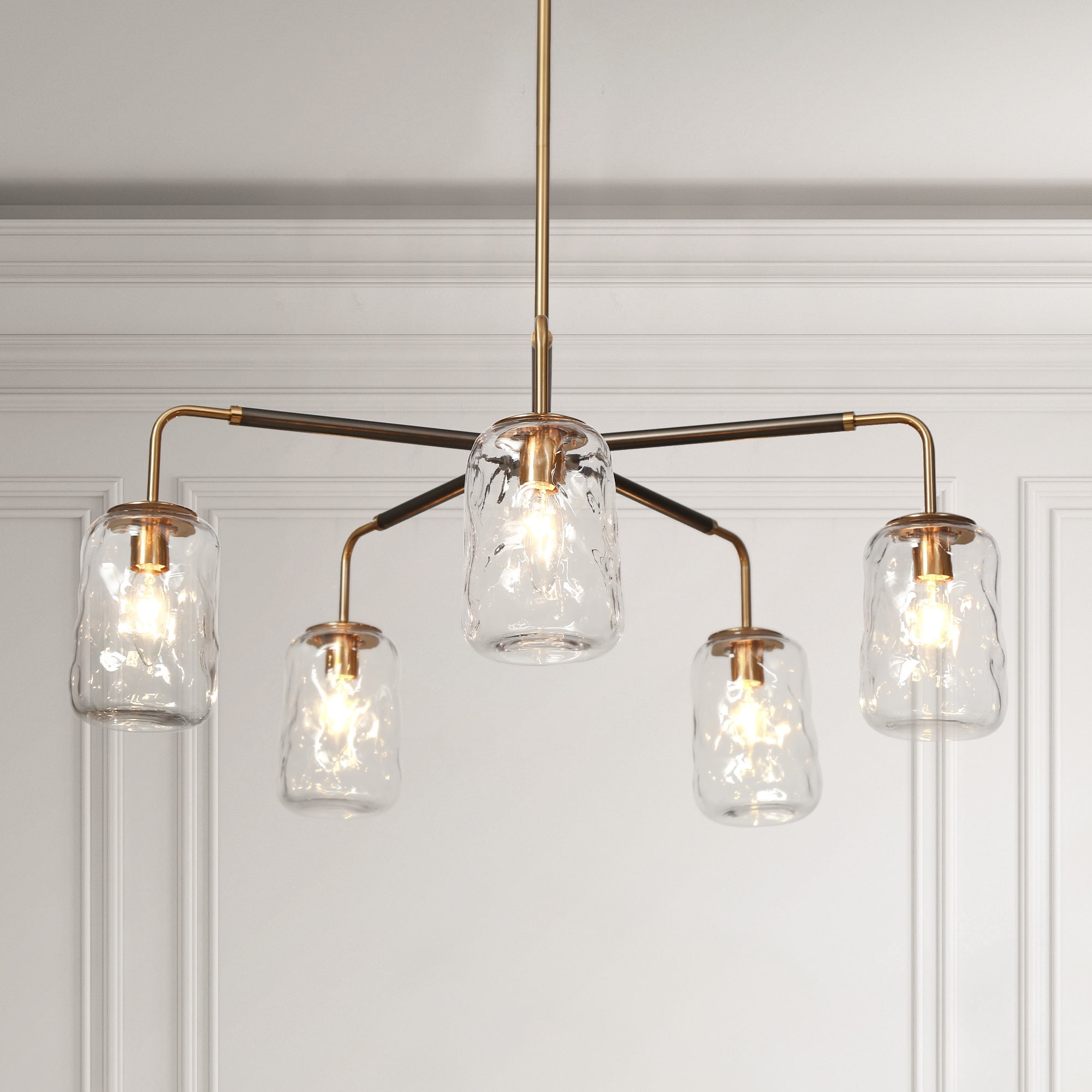 LNC Erharting 5-Light Brushed Black Modern/Contemporary Led Chandelier
