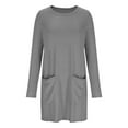 thumbnail image 4 of Liquidation d'Automne! Robes pour Femmes, Robe Décontractée à Manches Longues pour Femmes avec Poches, Robe à Manches Longues à Col Rond Longueur Genou Gris P, 4 of 5