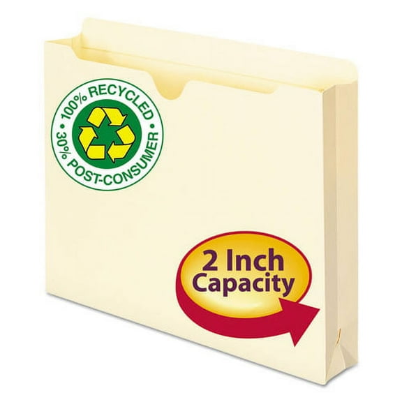 "100% Recycled Top Tab File Jackets, Straight Tab, Letter Size, Manila, 50/box | Bundle of 2 Boxes"