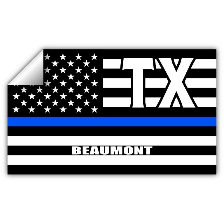 Beaumont TX Texas Jefferson County Thin Blue Line Stealthy USA Flag Honoring Law Enforcement Officers Flags Blue Lives Matter Euro Decal Bumper