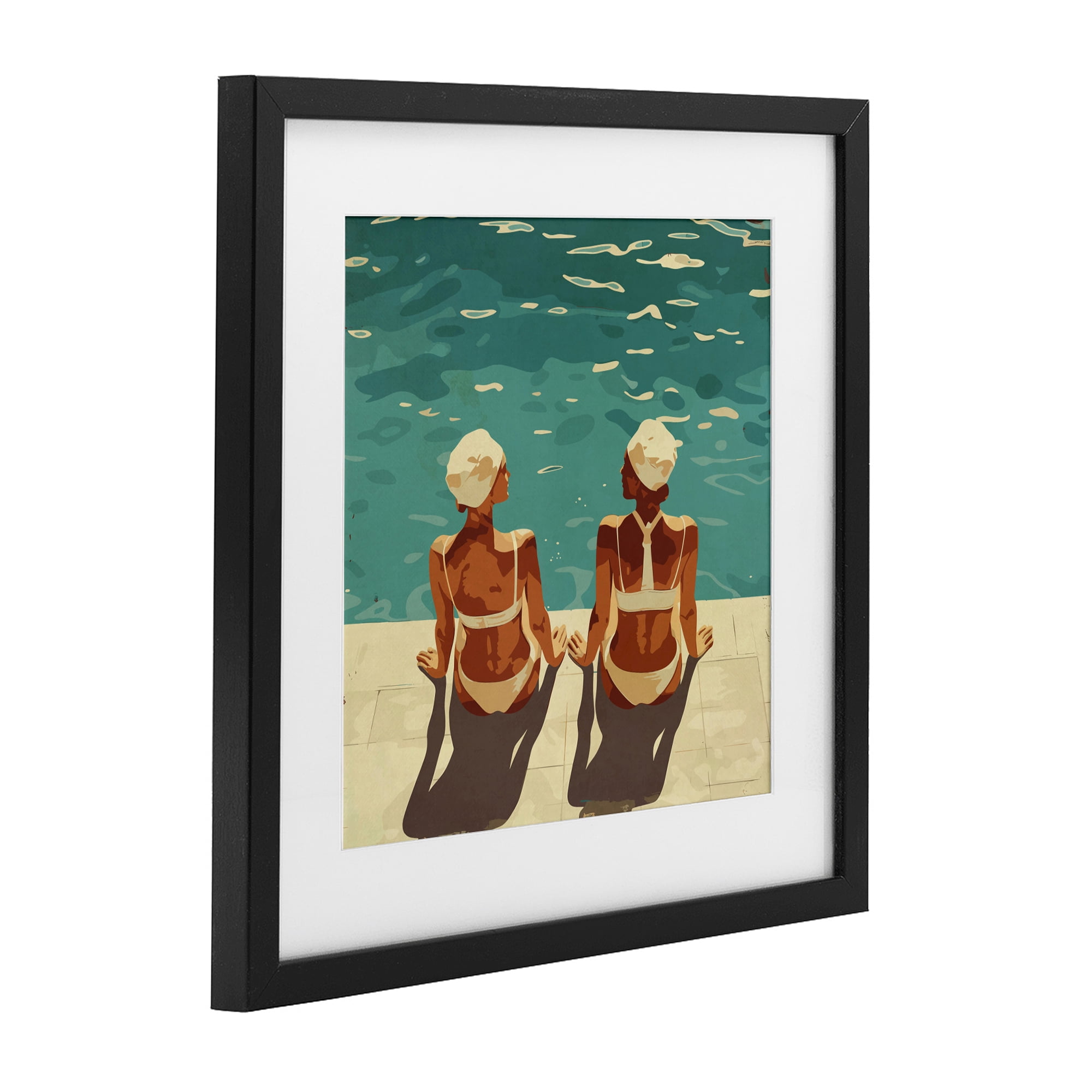 Stupell Industries Swimmer Friends Duo Black Framed Print Under Glass, design by Layla Oz