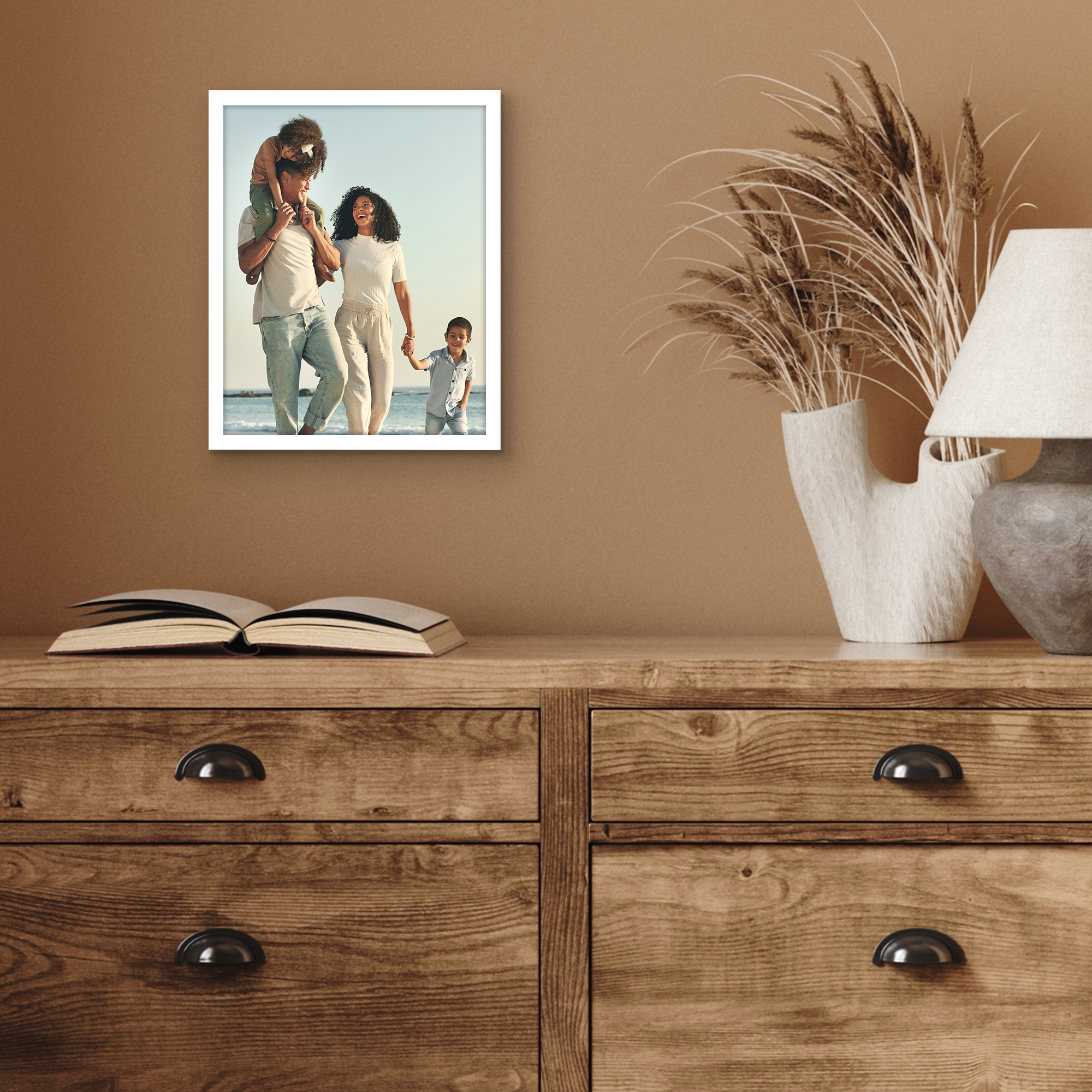 Americanflat 8x10 Picture Frame with Shatter-Resistant Glass Streamline Collection Thin Border Photo - White
