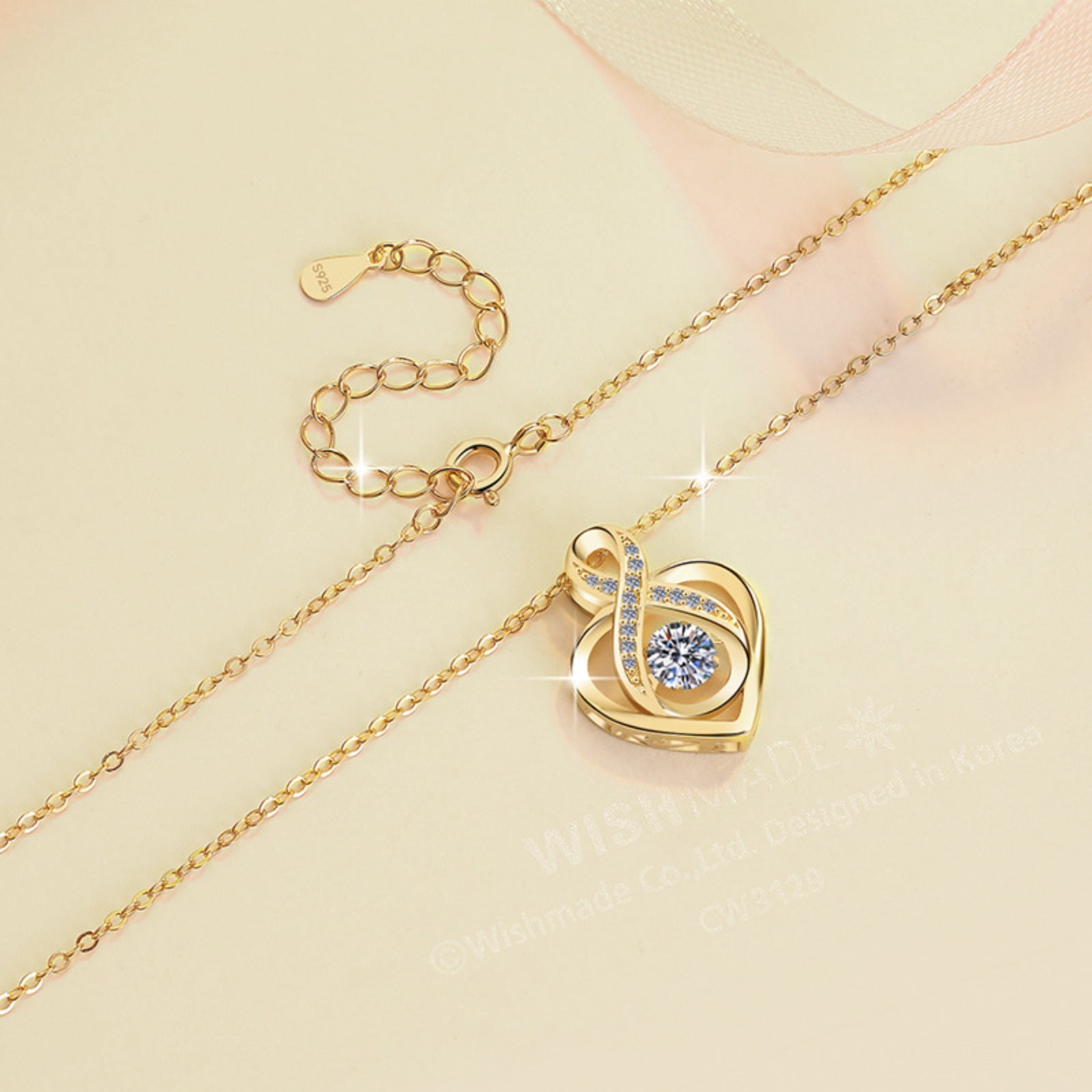 Moissanite Necklace Chains 0.5 Carat D Color VVS1 Clarity Gold Pendant Necklaces for Women Hypoallergenic 925 Sterling Silver Infinity Heart Necklace