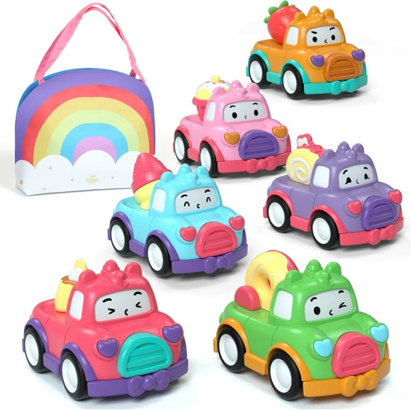 Toy Cars For Toddlers for Infant 1 2 3 Year Old Girl , 6pcs Baby Girl Toy Cars 12 Month Car Toys, Pink Play Cars for Girls 12-18 Months, Toys for 1 2 3 Year Old Girl Birthday Gifts