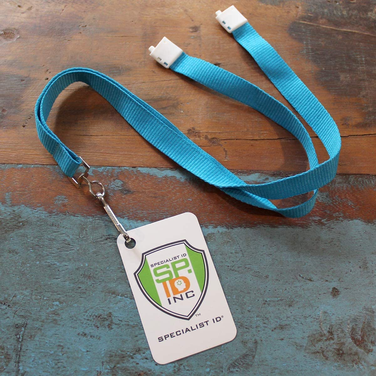 25 Pack - Bright Wide Lanyards for Name Badges with Safety Breakaway Neck Clasp & ID Badge Holder J Clip - Hi Visibility Neon for Name Tag, Keys, Cruise, Student ID by Specialist ID (Neon Sky Blue)