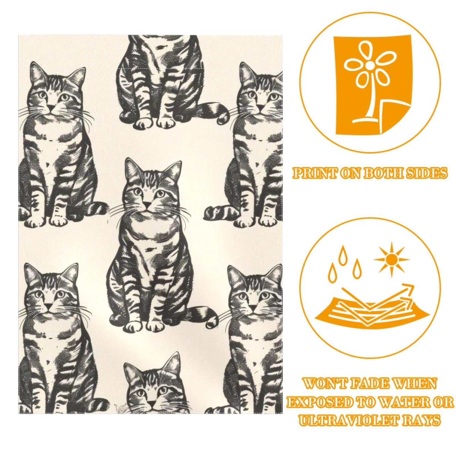 Seamless Cute Cats Pattern Double Sided Garden Flag Decorative Weather Resistant Yard Flag, Large DIY Vertical Flag for Farmhouse Patio Lawn, 28x40 Inch