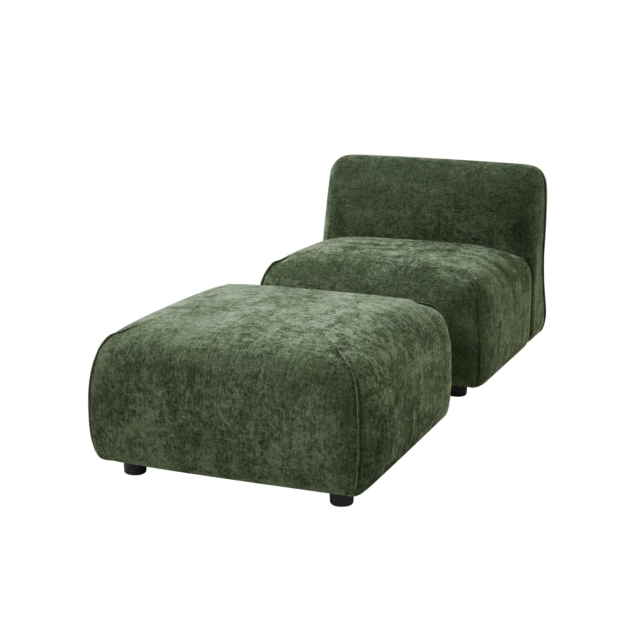 Christopher Knight Home Plush Accent Chair & Ottoman Set, Modern Upholstered Lounge Seating, Green